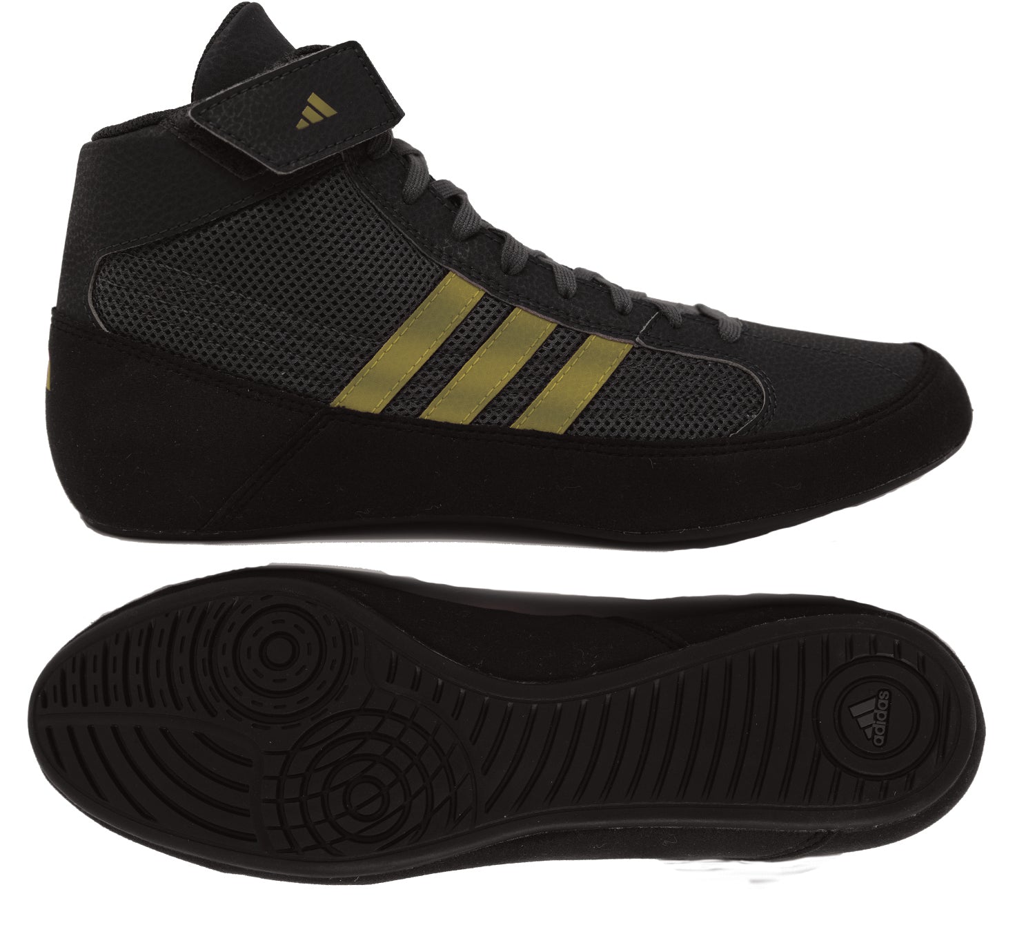 Men's Adidas HVC 2 Wrestling Shoes Black/Gold eSportingEdge