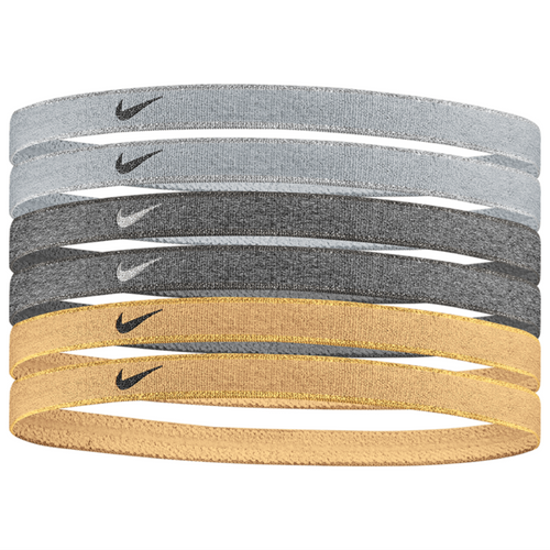 Women's Nike Swoosh Sport Metallics Headbands 6-Pack - 097 - GREY