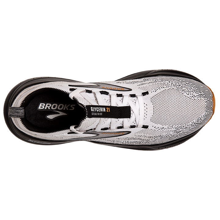 BROOKS GLYCERIN 21 (2E WIDE) MENS BLACK GREY WHITE