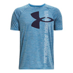 Boy's Under Armour Youth Tech Split Logo Tee - 467 BLUE