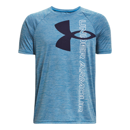 Boy's Under Armour Youth Tech Split Logo Tee - 467 BLUE
