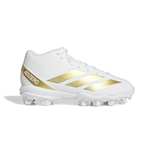 Boys' Adidas Youth Adizero Impact.2 Moulded Rubber Football Cleats - WHITE/GOLD