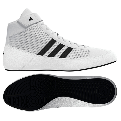 Boys'/Girls' Adidas Youth HVC 2 Wrestling Shoes - WHITE/BLACK