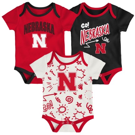 Boys'/Girls' Nebraska Huskers Infant All Day Play 3-Pack Onesies - NEBRASKA