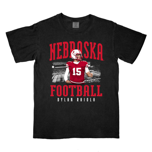 Boys'/Girls' Nebraska Huskers Youth Dylan Raiola Black Illustrated T-Shirt - BLACK