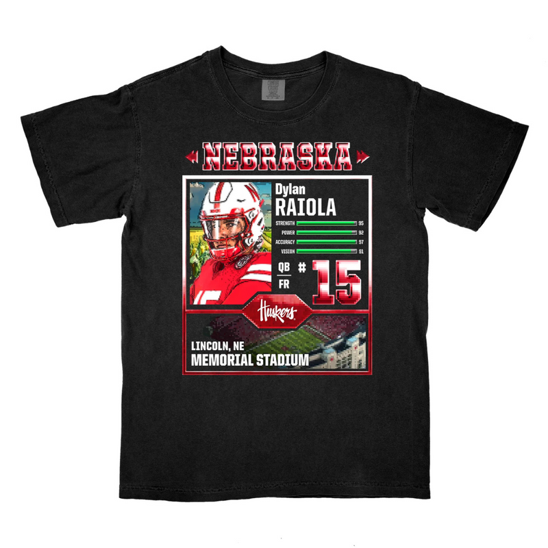 Boys'/Girls' Nebraska Huskers Youth Dylan Raiola Video Game T-Shirt - BLACK