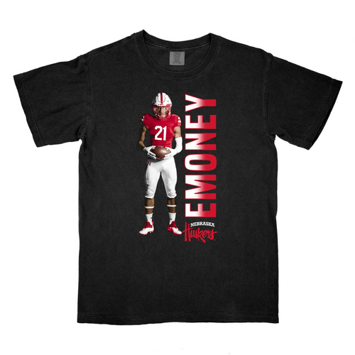 Boys'/Girls' Nebraska Huskers Youth Emmett Johnson Black Illustrated T-Shirt - BLACK