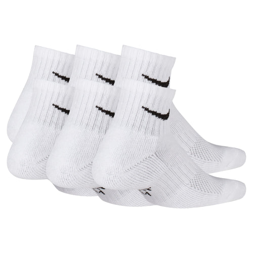 Boys'/Girls' Nike Youth Everyday Cushioned Quarter Socks 6-Pair - 100 - WHITE
