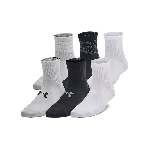 Boys'/Girls' Under Armour Youth Essential Quarter 6-Pack Socks - 001 - BLACK