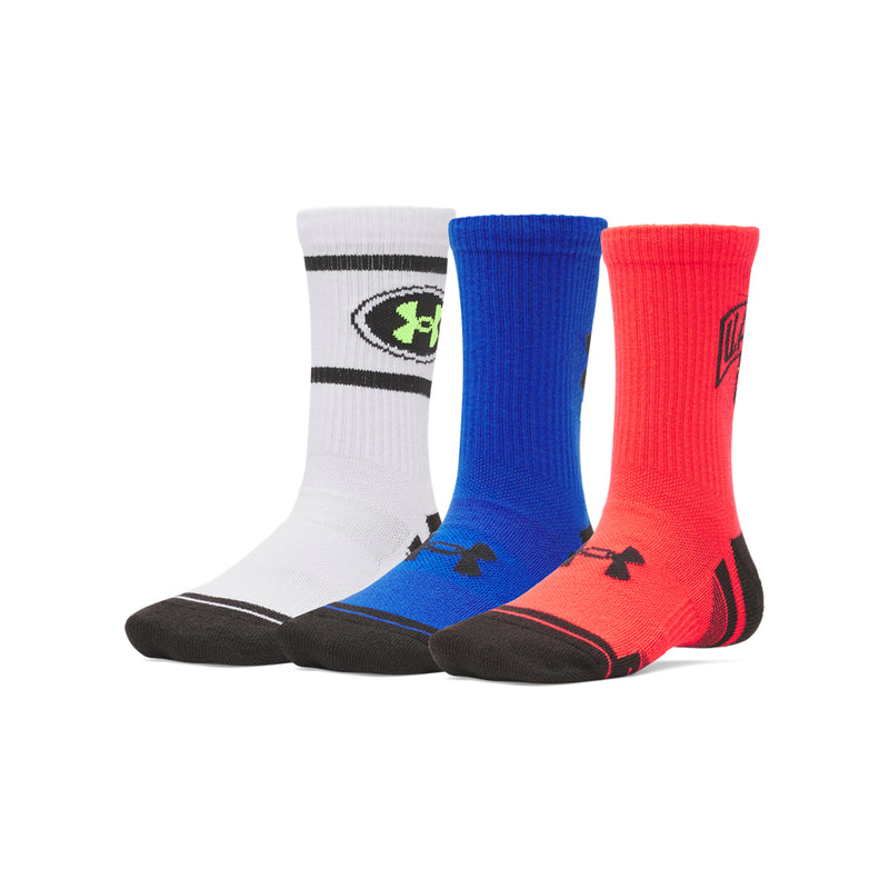Boys'/Girls' Under Armour Youth Performance Tech 3-Pack Crew Socks - 713 - RACER RED