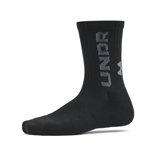 Boys'/Girls' Under Armour Youth Zone Mid-Crew 3-Pack Socks - 001 - BLACK