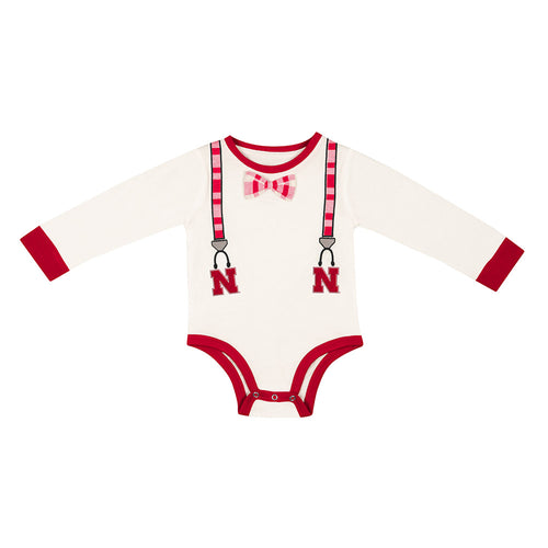 Boys' Nebraska Huskers Infant Suspenders Longsleeve Onesie - NEBRASKA