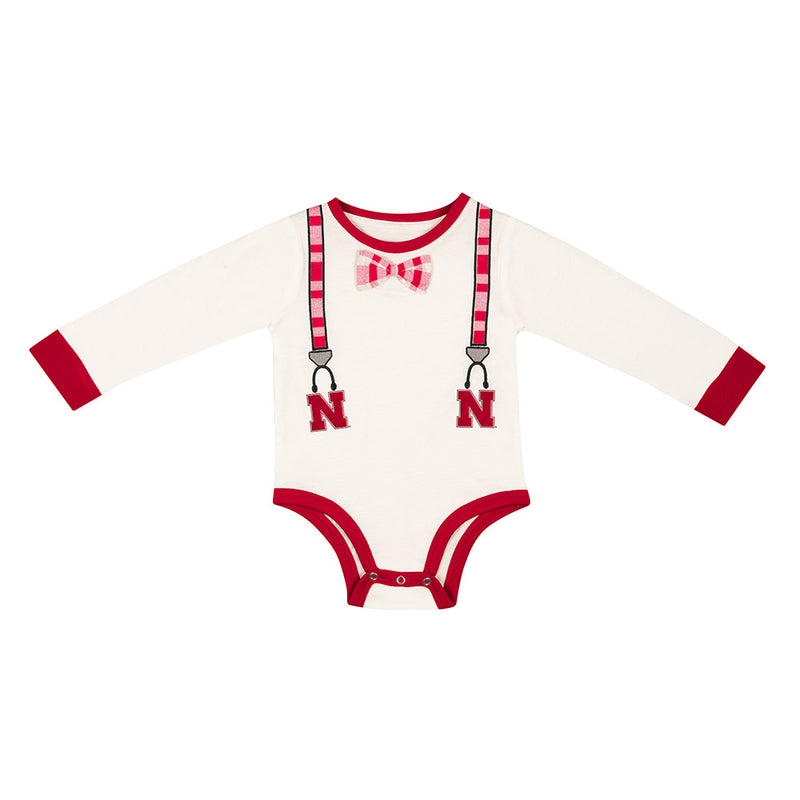 Boys' Nebraska Huskers Infant Suspenders Longsleeve Onesie - NEBRASKA