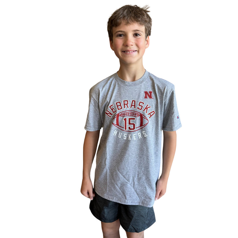 Boys' Nebraska Huskers Raiola Football T-Shirt - GREY