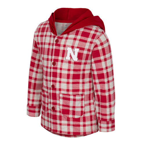 Boys' Nebraska Huskers Toddler BMO Plaid Button Up - NEBRASKA
