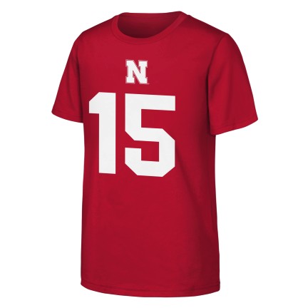 Boys' Nebraska Huskers Toddler Raiola Name & Number T-Shirt - RED