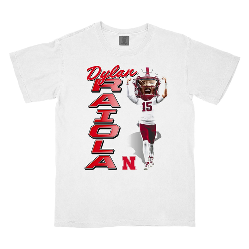 Boys' Nebraska Huskers Youth Dylan Raiola Caricature T-Shirt - WHITE