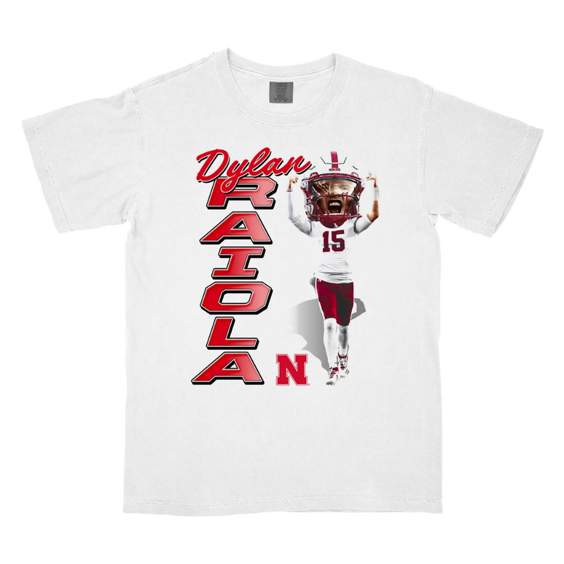 Boys' Nebraska Huskers Youth Dylan Raiola Caricature T-Shirt - WHITE