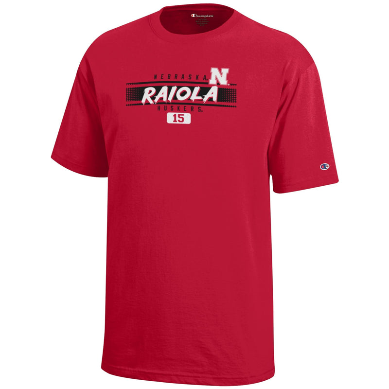 Boys' Nebraska Huskers Youth Dylan Raiola Lightning Letters T-Shirt - RED