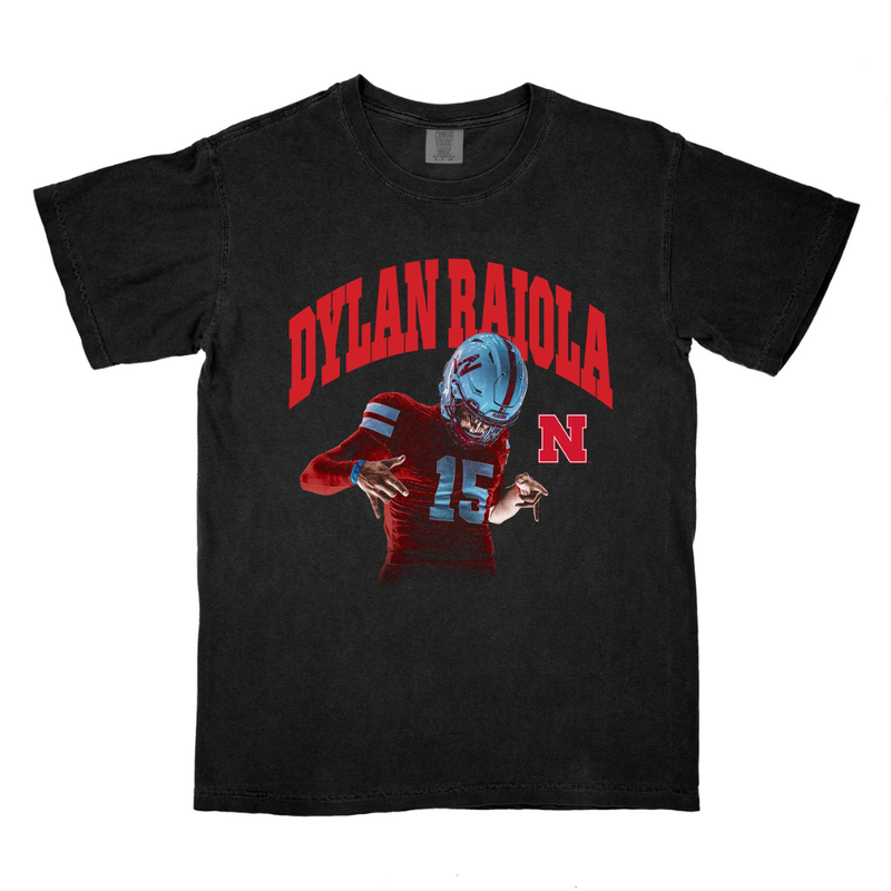 Boys' Nebraska Huskers Youth Dylan Raiola Portrait T-Shirt - BLACK