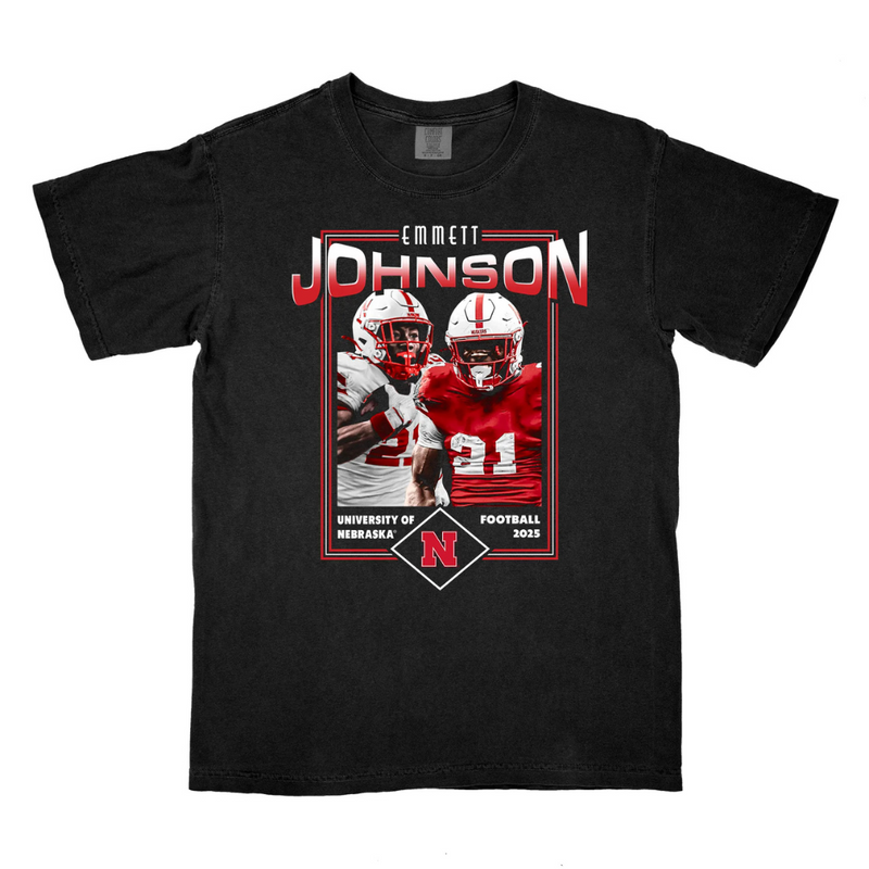 Boys' Nebraska Huskers Youth Emmett Johnson Portrait T-Shirt - BLACK