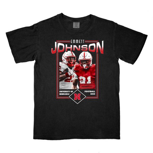 Boys' Nebraska Huskers Youth Emmett Johnson Portrait T-Shirt - BLACK