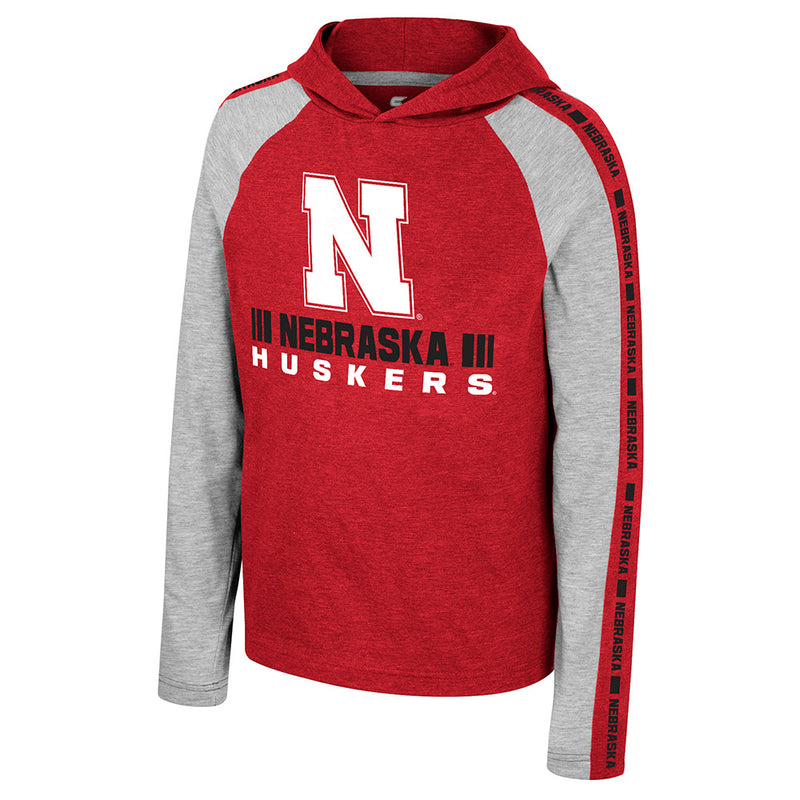 Boys' Nebraska Huskers Youth Ned Long Sleeve Hooded T-Shirt