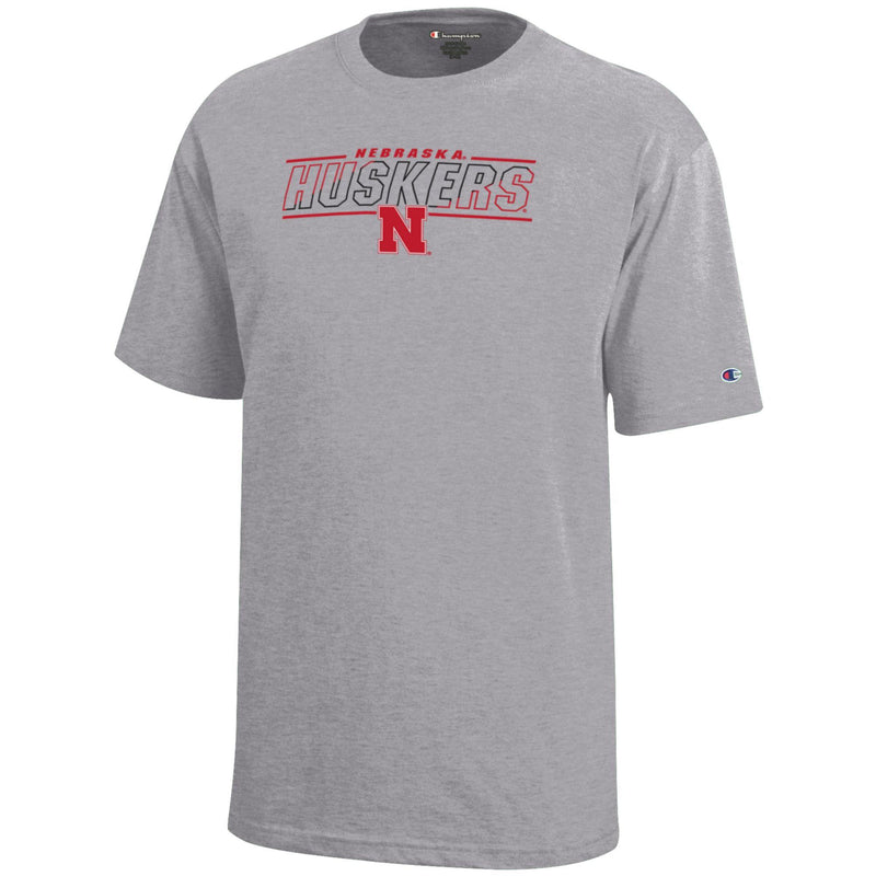 Boys' Nebraska Huskers Youth Strike Thru T-Shirt - 950 GREY