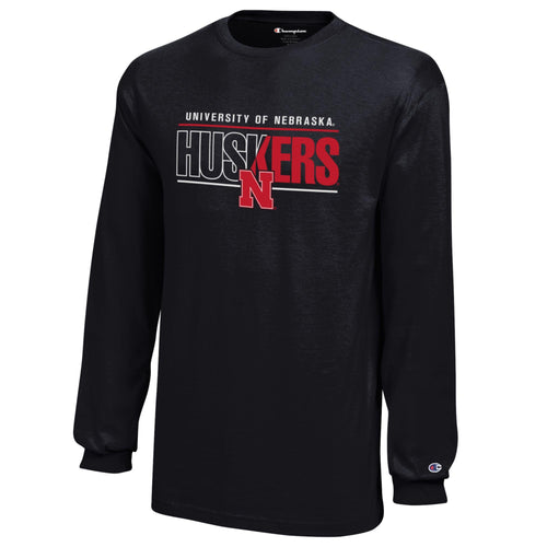 Boys' Nebraska Huskers Youth Two-Tone Longsleeve - 999 BLK