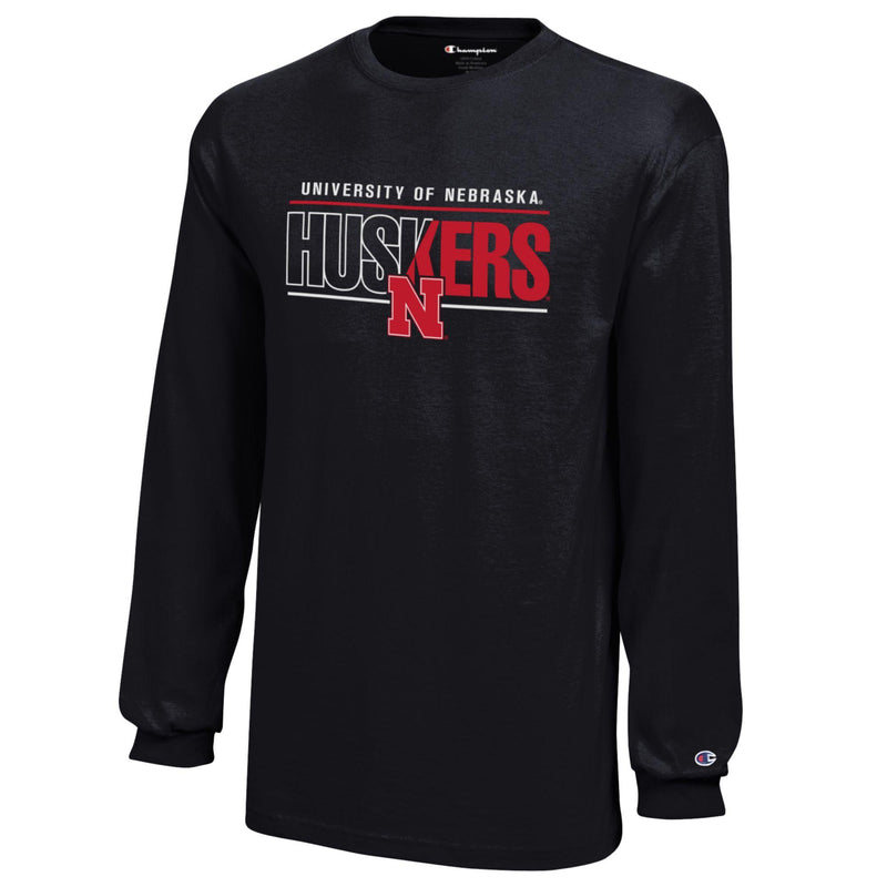 Boys' Nebraska Huskers Youth Two-Tone Longsleeve - 999 BLK