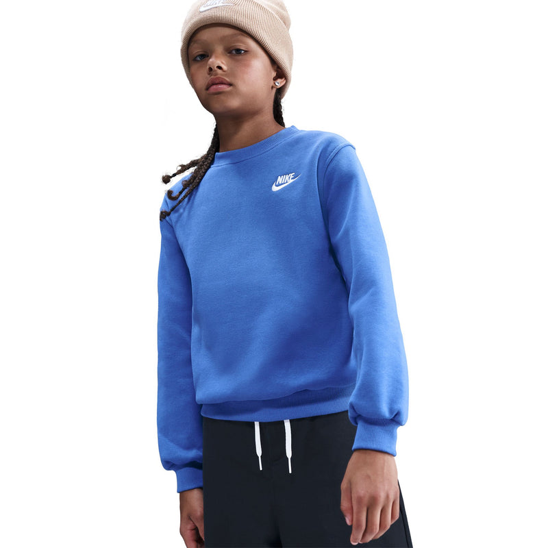 Boys' Nike Youth Club Fleece Crew Sweatshirt - 411 BLUE