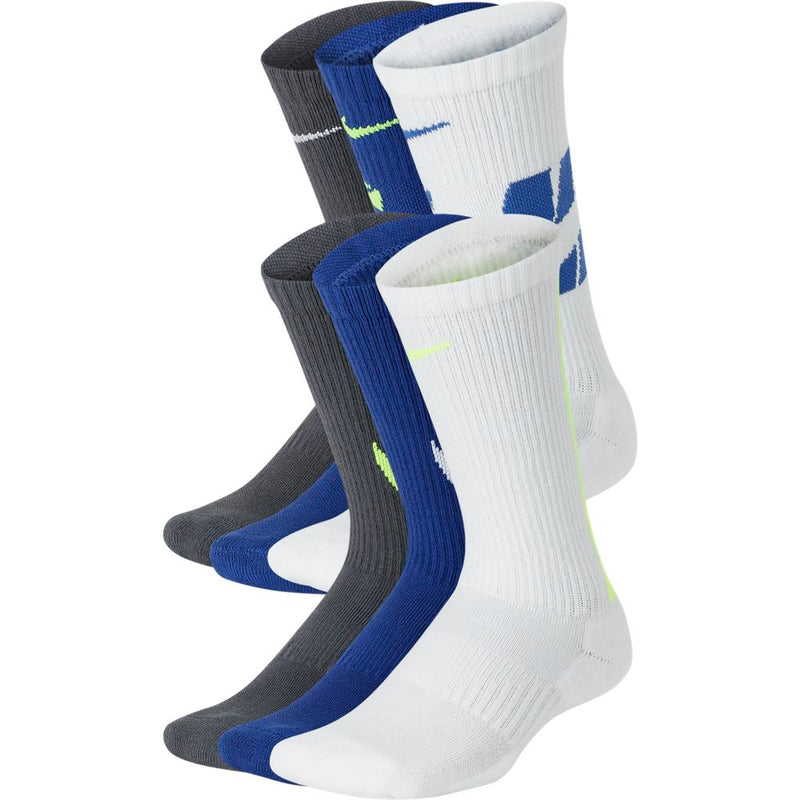 Boys' Nike Youth Everday Cushion Crew 6-Pack Socks - 955 - BLUE