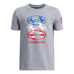 Boys' Under Armour Youth Freedom Stacked Logo T-Shirt - 035 - GREY