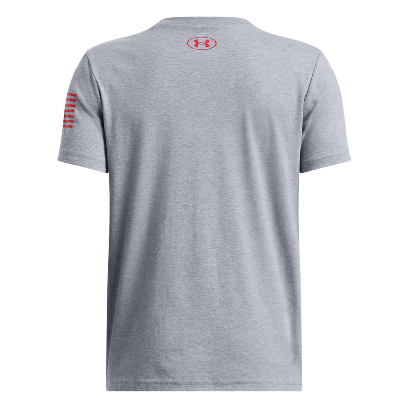 Boys' Under Armour Youth Freedom Stacked Logo T-Shirt - 035 - GREY