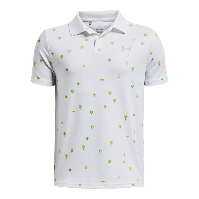 Boys' Under Armour Youth Matchplay Printed Polo - 101 - WHITE