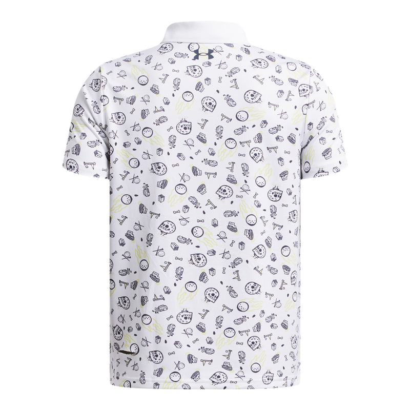 Boys' Under Armour Youth Matchplay Printed Polo - 103 - WHITE