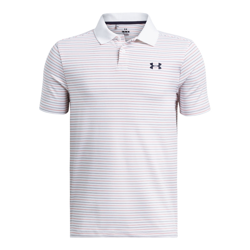 Boys' Under Armour Youth Performance Stripe Polo - 102 - WHITE