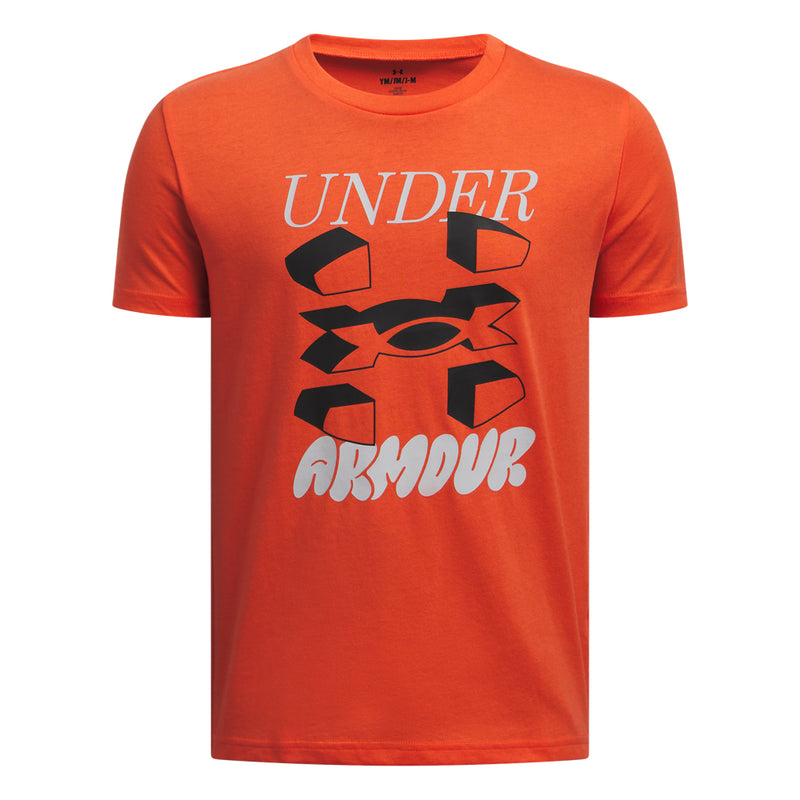 Boys' Under Armour Youth Split Big Logo T-Shirt - 847 FIRE
