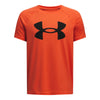 Boys' Under Armour Youth Tech Big Logo Tee - 847 FIRE