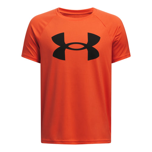 Boys' Under Armour Youth Tech Big Logo Tee - 847 FIRE