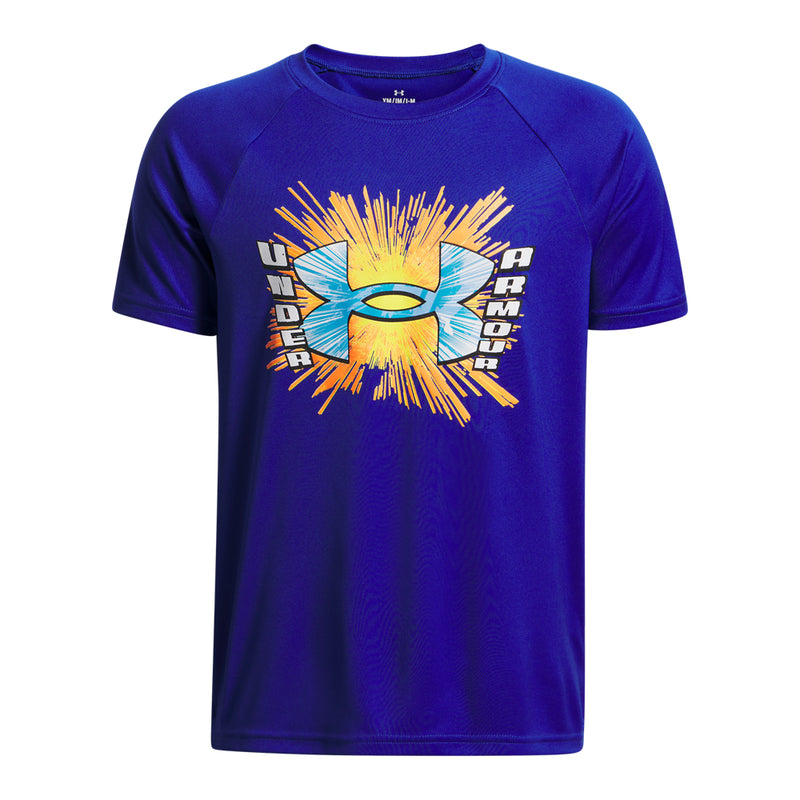 Boys' Under Armour Youth Tech Graphic Wordmark T-Shirt - 400 - BLUE