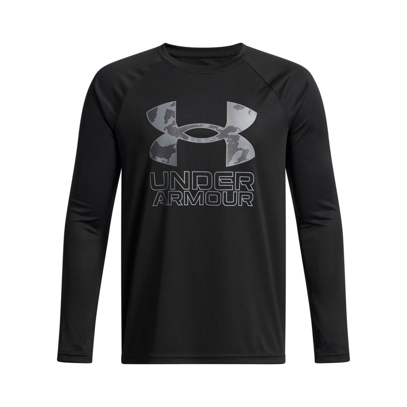 Boys' Under Armour Youth Tech Hybrid Print Longsleeve - 005 - BLACK