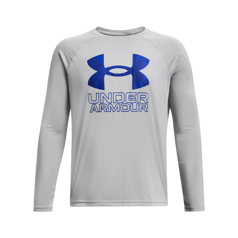Boys' Under Armour Youth Tech Hybrid Print Longsleeve - 011 - GREY
