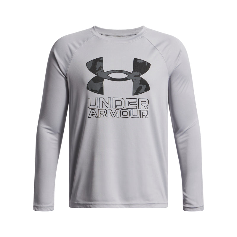 Boys' Under Armour Youth Tech Hybrid Print Longsleeve - 014 - GREY