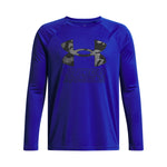 Boys' Under Armour Youth Tech Hybrid Print Longsleeve - 400 - ROYAL