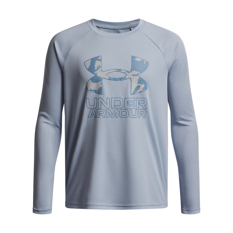 Boys' Under Armour Youth Tech Hybrid Print Longsleeve - 453 - TEAL