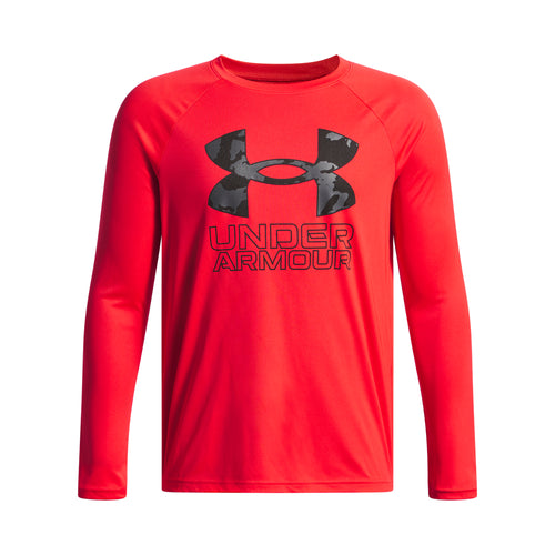 Boys' Under Armour Youth Tech Hybrid Print Longsleeve - 714 RED