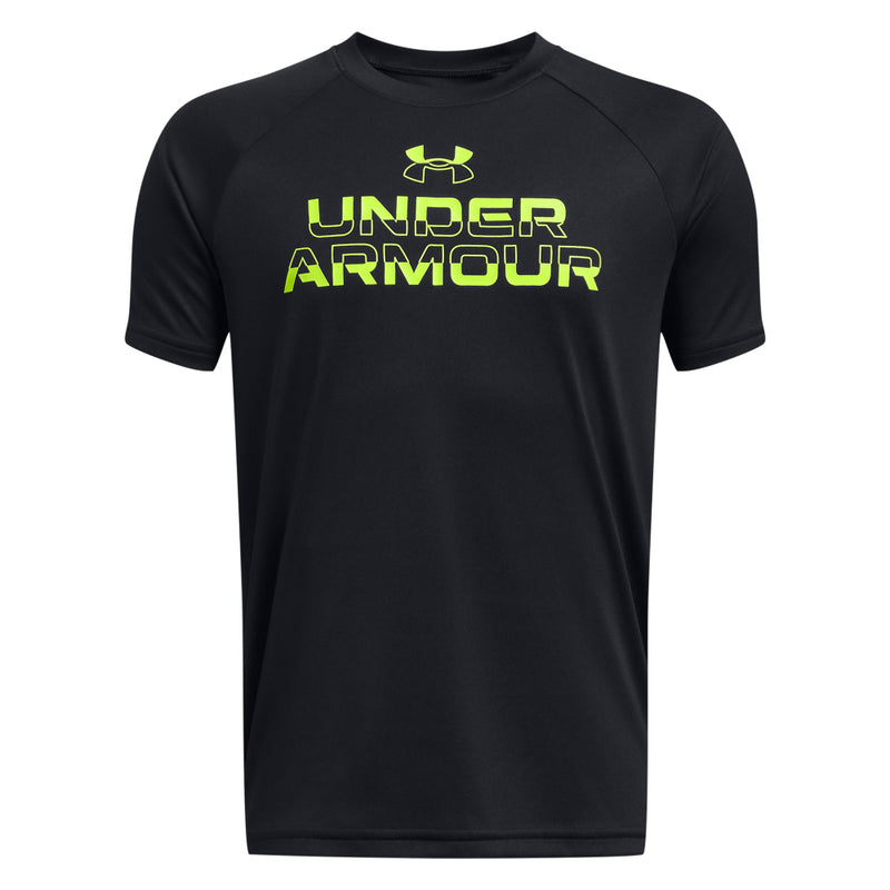 Boys' Under Armour Youth Tech Split Workmark T-Shirt - 001 - BLACK