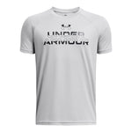 Boys' Under Armour Youth Tech Split Workmark T-Shirt - 011 - GREY