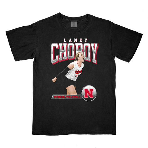 Girl's/Boys' Nebraska Huskers Youth Laney Choboy Illustrated T-Shirt - BLACK